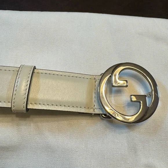 New Gucci GG Logo Buckle IvoryLeather Belt Size 48 / 120 cm Fits a Waist 42 - 48 - Picture 8 of 11